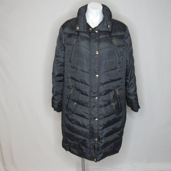 Michael Kors Dark Gray Long Goose Down Puffer Parka Winter Coat Women's Plus 0X - Picture 5 of 9